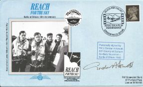 WW2 BOB fighter pilots Gordon Hewett 607 sqn signed Reach for the sky cover. Single vendor Battle of