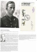 WW2 BOB fighter pilot Antoni Markiewicz 302 sqn 2 signature pieces with biography info fixed to A4