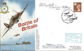 WW2 BOB fighter pilots D Hone 615 sqn, G Saunders 65 sqn signed BOB cover. Single vendor Battle of