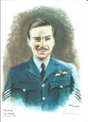 WW2 BOB fighter pilot Paul Farnes 501 sqn signed 12 x 8 inch colour print with biography info