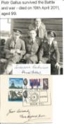 WW2 BOB fighter pilot Piotr Gallus 303 sqn signature piece plus F Pozdrawiam? fixed to photo, plus L