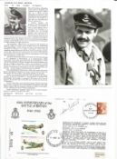 WW2 BOB fighter pilots Charles Arthur 141 sqn signed 40th ann BOB cover with biography info fixed to