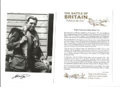 WW2 BOB fighter pilot John Pye 236 sqn signed photo with biography info fixed to A4 page. Single