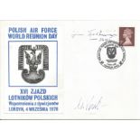 WW2 BOB fighter pilots Jan Falkowski 32 sqn, Krol, Waclav 302 sqn signed 1976 Polish RAF cover.