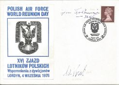WW2 BOB fighter pilots Jan Falkowski 32 sqn, Krol, Waclav 302 sqn signed 1976 Polish RAF cover.