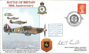 WW2 BOB fighter pilot Peter Parrott signed 50th ann BOB cover. Single vendor Battle of Britain RAF