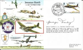 WW2 BOB fighter pilot George Darley 609 sqn signed 50th ann BOB Invasion month cover. Single