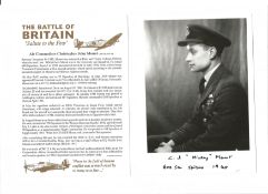 WW2 BOB fighter pilot Christopher Mount 602 sqn signed photo with biography info fixed to A4 page.