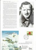 WW2 BOB fighter pilot Ambrose Milnes 32 sqn signed DH4 bomber cover with biography info fixed to