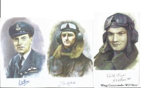 WW2 BOB fighter pilots Peter Olver, J Millard, Wilf Sizer, Bill Green, Tom Neil signed small