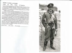 WW2 BOB fighter pilot Derek Lawford 247 sqn signed photo with biography info fixed to A4 page.