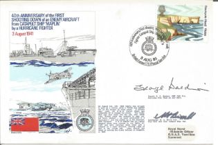 WW2 BOB fighter pilot Maurice Birrell 79 sqn signed Navy cover also signed by ace George Baldwin