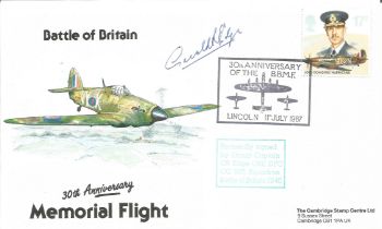 WW2 BOB fighter pilot Gerald Edge 605 sqn signed 30th ann BBMF Spitfire cover. Single vendor