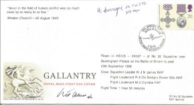 WW2 BOB fighter pilot Marian Duryasz 213 sqn signed 1990 Gallantry single stamp FDC. Single vendor