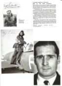 WW2 BOB fighter pilot Clifford Rudland 263 sqn signature piece and photo with biography info fixed