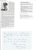 WW2 BOB fighter pilot William Wiseman 600 sqn signed note with WW2 content with biography info fixed