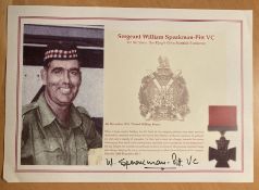 Korea Victoria Cross winner Sgt William Speakman-Pitt VC hand signed A4 colour copied display.