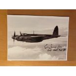 WW2 Flt Lt Geroge Dunn DFC 608 sqn signed 6 x 4 inch Mosquito in flight picture. Bomber Command