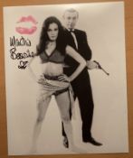 Martine Beswick James Bond signed 10 x 8 inch b/w photo full length image with Sean Connery, with