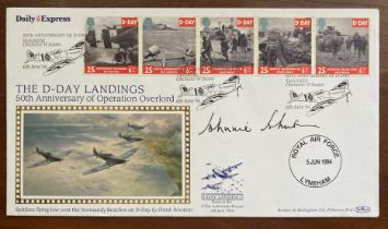 WW2 Top Allied fighter ace AVM Johnnie Johnson signed Benham official 1994 D-Day FDC. Good