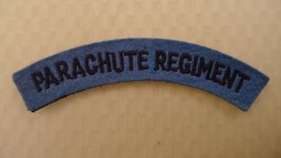 WW2 An original British Airborne Forces embroidered cloth Parachute Regiment shoulder title. This