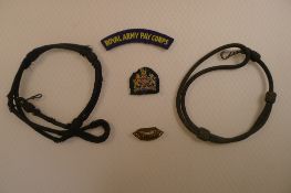 5 x various vintage military badges, lanyards comprising of a Royal Army Pay Corps embroidered cloth