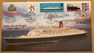 QE2 Captain Ian McNaught signed 2008 Internetstamps Final departure cover, treble postmark. Good