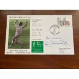 Cricket legend Derek Underwood signed on his own 1999 tribute cover. Kent and England spin bowler.