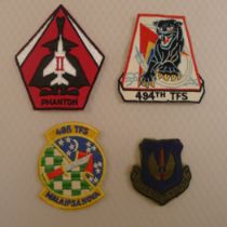 4 x various USAF cloth patches comprising 1 x F 4 Phantom II patch approx 10cm wide x 12cm high, 1 x