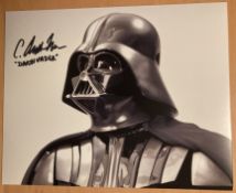 Darth Vadar body double C Andrew Nelson signed menacing head and shoulders Star Wars movie scene