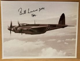 WW2 Sqn Ldr Bill Lucas DFC 162 sqn signed 6 x 4 inch Mosquito in flight picture. Bomber Command