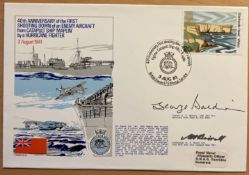 RARE Battle of Britain pilot Cdr M Birrell and Capt G Baldwin signed official Navy cover. Good