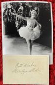 Actress Marilyn Miller signed autograph album page with unsigned 10 x 8 inch b/w photo. Good