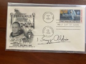 Apollo 11 Buzz Aldrin NASA moonwalker signed 1969 US FDC dedicated to him. 20/7/1969 Moonlanding and