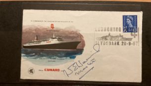 QE2 Captain Warwick signed 1967 Cunard cover. Good condition. All autographs come with a Certificate