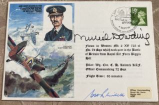 Murial Dowding wife of WW2 leader signed on Dowding Historic Aviators cover. Flown by Wessex and
