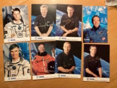 Space signed collection. Eight 6 x 4 inch colour European Space Agency signed photo promo cards.