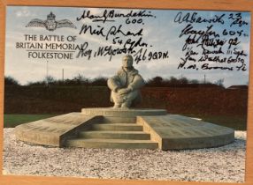 Nine WW2 Battle of Britain pilots signed BOB Memorial postcard. Includes A Burdekin 600 sqn, M Shand