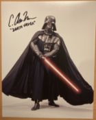 Darth Vadar body double C Andrew Nelson signed menacing full length Star Wars movie scene 10x 8 inch