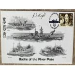 WW2 James Wright HMS Achilles signed Battle of the River Plate cover, numbered 7 of 10 issued.