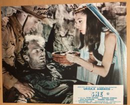 Bernard Cribbins signed 10 x 8 inch colour lobby card photo from the movie She. Good condition.