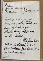 Prime Minister William Gladstone Signed Note To His Private Secretary. Liberal Prime Minister 1868-