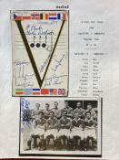 Football Rangers v Hibernian 1946 Victory Cup final multiple signed Victory postcard. Autographs