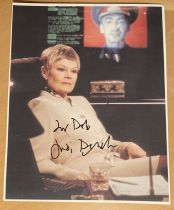 James Bond Judi Dench as M, to Deb signed 10 x 8 inch colour photo. Good condition. All autographs
