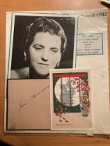 Opera Legend Joan Hammond autograph album page set on A4 sheet with Madame Butterfly postcard and