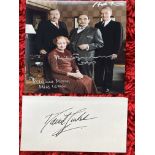Poirot David Suchet signed Large autograph album page along with a 10 x 8 colour photo signed by