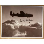 WW2 Flt Lt Denis Evans MBE 170 sqn signed 6 x 4 inch Lancaster in flight picture. Bomber Command