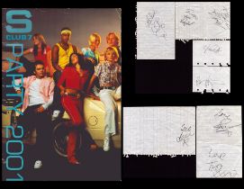 S Club 7 signature piece includes 4 signed pages from all original members and a 2001 Party Tour