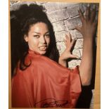 Pauline Peart signed sexy red dress Vampire 10 x 8 inch colour photo. Good condition. All autographs