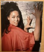 Pauline Peart signed sexy red dress Vampire 10 x 8 inch colour photo. Good condition. All autographs